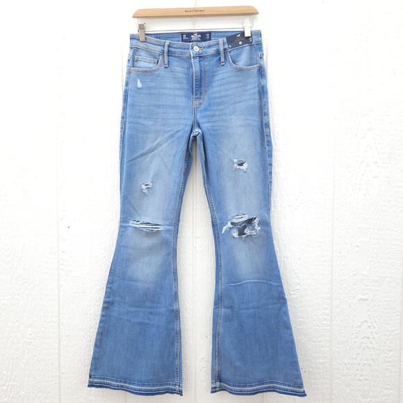 Y2K Hollister Jeans Women 9R High Rise Vintage Flare Stretch Light Wash 29/31 - Picture 1 of 10